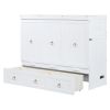 Queen Size Murphy Bed with USB Port and a Large Drawer, White