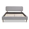 Diego Low Upholstered Platform Bed, Queen, Light Grey Polyester