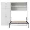 Full Size Murphy Bed with Lockers and Wardrobes, White(Expected Arrival Time:9.27)