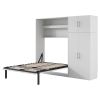 Full Size Murphy Bed with Lockers and Wardrobes, White(Expected Arrival Time:9.27)