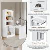 83.4"Tall Bookshelf &Writting Desk Suite,Modern Bookcase Suite with LED Lighting, Drawers,Doors,Study Desk and Open Shelves
