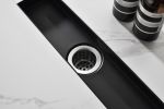 12 Inches Linear Shower Drain with Removable Quadrato Pattern Grate, 304 Stainless Shower Drain Included Hair Strainer and Leveling Feet