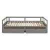 Wooden Daybed with Trundle Bed and Two Storage Drawers , Extendable Bed Daybed,Sofa Bed for Bedroom Living Room, Gray