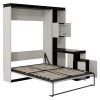 Full Size Murphy Bed with Desk and Storage Shelves and Cabinets, Black+White(Expected Arrival Time: 9.22)