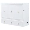 Queen Size Murphy Bed with USB Port and a Large Drawer, White