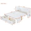 Queen Size Murphy Bed with USB Port and a Large Drawer, White