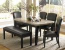 Genuine Marble Top Dining Table 1pc Dark Espresso Finish Wooden Kitchen Dining Room Furniture