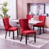 Classic Velvet Dining Chairs, High-end Tufted Solid Wood Contemporary Velvet Upholstered Dining Chair with Wood Legs Nailhead, SET OF 2,Burgundy