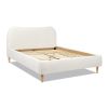 Roman Curved Headboard Upholstered Platform Bed, Queen, Ivory White Boucle