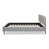 Diego Low Upholstered Platform Bed, Queen, Light Grey Polyester
