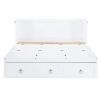 Queen Size Murphy Bed with USB Port and a Large Drawer, White