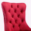 Classic Velvet Dining Chairs, High-end Tufted Solid Wood Contemporary Velvet Upholstered Dining Chair with Wood Legs Nailhead, SET OF 2,Burgundy