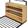 Twin Size Metal Bed House Bed Frame with Shelves and Lights, Black