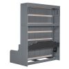 Queen Size Murphy Bed Wall Bed with Cushion,Gray