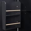 K&K Rolling Kitchen Island with Storage, Kitchen Cart with Rubber Wood Top, 3 Drawer, 2 Slide-Out Shelf and Internal Storage Rack