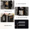K&K Rolling Kitchen Island with Storage, Kitchen Cart with Rubber Wood Top, 3 Drawer, 2 Slide-Out Shelf and Internal Storage Rack
