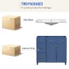 36-inch Bathroom Vanity, Transitional Style Bathroom Cabinet with Resin Sink, Navy Blue Single Bathroom Cabinet