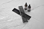 12 Inches Linear Shower Drain with Removable Quadrato Pattern Grate, 304 Stainless Shower Drain Included Hair Strainer and Leveling Feet