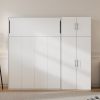 Full Size Murphy Bed with Lockers and Wardrobes, White(Expected Arrival Time:9.27)