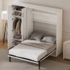 Full Size Murphy Bed with Lockers and Wardrobes, White(Expected Arrival Time:9.27)