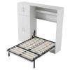 Full Size Murphy Bed with Lockers and Wardrobes, White(Expected Arrival Time:9.27)