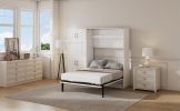 Full Size Murphy Bed with Lockers and Wardrobes, White(Expected Arrival Time:9.27)