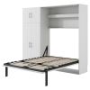 Full Size Murphy Bed with Lockers and Wardrobes, White(Expected Arrival Time:9.27)