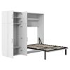 Full Size Murphy Bed with Lockers and Wardrobes, White(Expected Arrival Time:9.27)