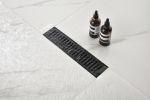 12 Inches Linear Shower Drain with Removable Quadrato Pattern Grate, 304 Stainless Shower Drain Included Hair Strainer and Leveling Feet