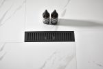 12 Inches Linear Shower Drain with Removable Quadrato Pattern Grate, 304 Stainless Shower Drain Included Hair Strainer and Leveling Feet