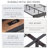 Queen Bed Frame with Storage Headboard, Charging Station and LED Lights, Upholstered Platform Bed with Heavy Metal Slats, No Box Spring Needed