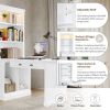 83.4"Tall Bookshelf &Writting Desk Suite,Modern Bookcase Suite with LED Lighting, Drawers,Doors,Study Desk and Open Shelves