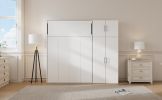 Full Size Murphy Bed with Lockers and Wardrobes, White(Expected Arrival Time:9.27)