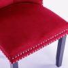 Classic Velvet Dining Chairs, High-end Tufted Solid Wood Contemporary Velvet Upholstered Dining Chair with Wood Legs Nailhead, SET OF 2,Burgundy