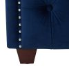 Marcella Upholstered Shelter Headboard Bed Set, King, Navy Blue Velvet