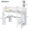Twin Size Loft Bed with L-shaped Desk, Wardrobe and Storage Shelves, White