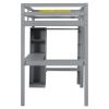Twin Size Loft Bed with L-shaped Desk, Wardrobe and Storage Shelves, Grey