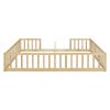 Double Twin Floor Bed with Fence, Guardrails, without door, Natural