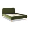 Roman Curved Headboard Upholstered Platform Bed, Queen, Olive Green Performance Velvet