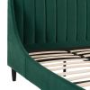 Aspen Vertical Tufted Modern Headboard Platform Bed Set, King, Evergreen Velvet