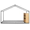 Twin Size Metal Bed House Bed Frame with Shelves and Lights, Black