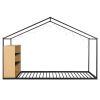 Twin Size Metal Bed House Bed Frame with Shelves and Lights, Black