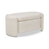 Fuji 43" Upholstered Oval Storage Bench, Ivory White Boucle