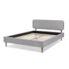 Diego Low Upholstered Platform Bed, Queen, Light Grey Polyester