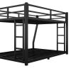 Metal Full XL over Queen Bunk Bed for Teens and Adults,Space-Saving/Noise Reduced/No Box Spring Needed, Black