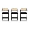 Milan 25.5" Modern Resin Webbing Back Bar Stool with Arms, Set of 3, Ebony Black Boucle