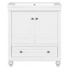 30" Bathroom Vanity with Sink, Combo, Cabinet with Doors and Drawer, Solid Frame and MDF Board, White