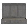 Queen Size Murphy Bed with USB Port and a Large Drawer, Gray