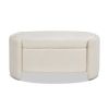 Fuji 43" Upholstered Oval Storage Bench, Ivory White Boucle