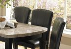 Genuine Marble Top Dining Table 1pc Dark Espresso Finish Wooden Kitchen Dining Room Furniture